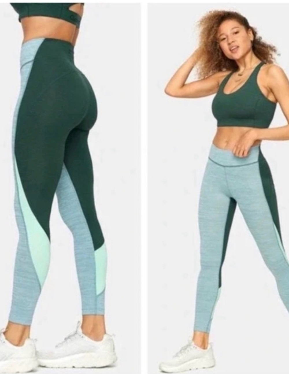 Outdoor Voices Tech Sweat 7/8 High-Waist Leggings in evergreen/teal/slate
